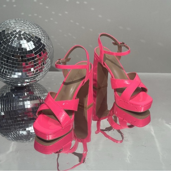 Elisabet Tang Chunky Platform Heeled Sandals for Women Sexy Square Toe Heels NWT - Picture 4 of 15